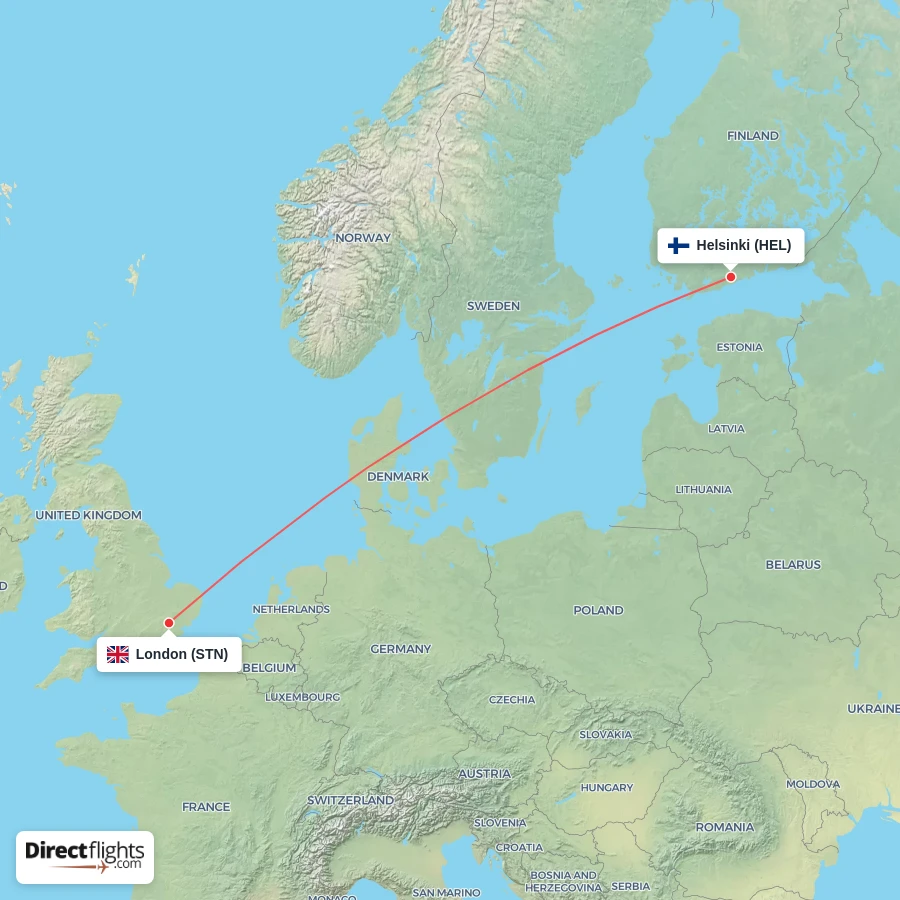 STN - HEL route map