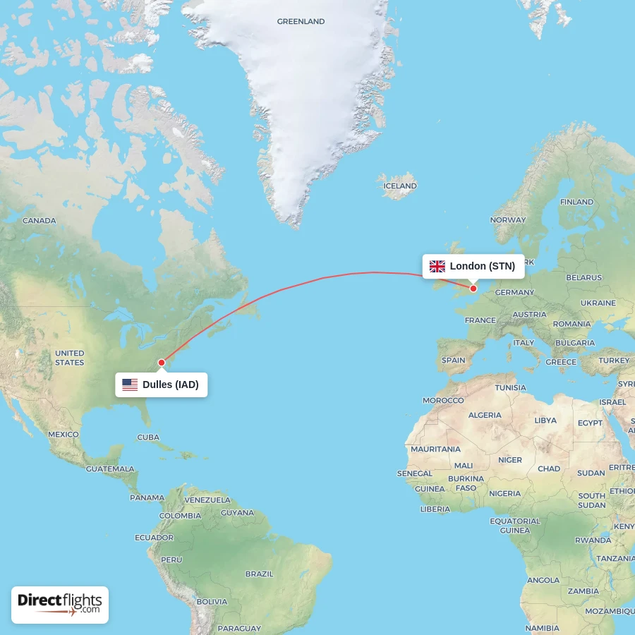 STN - IAD route map