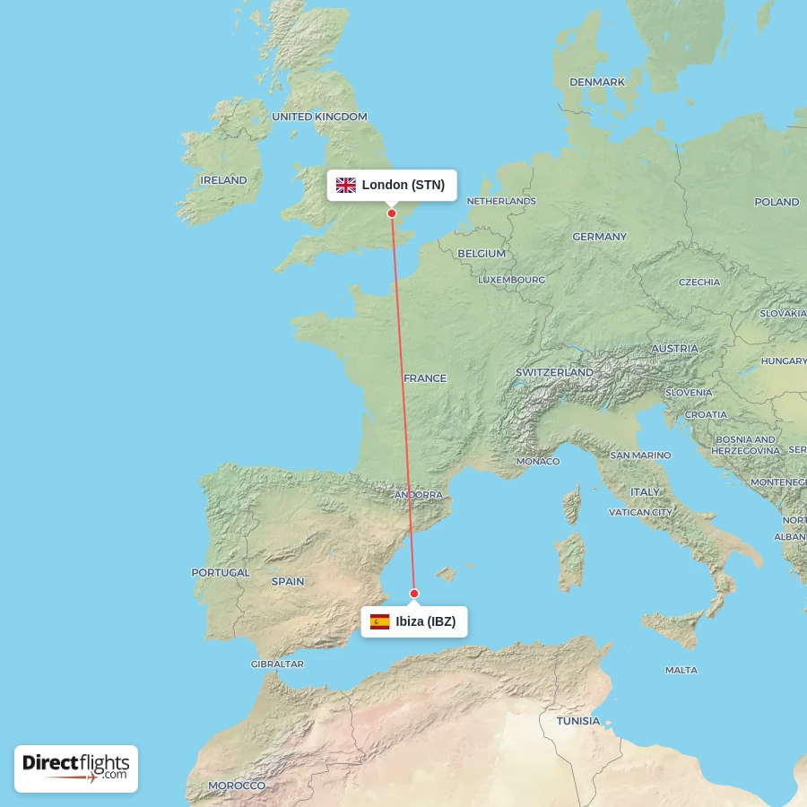 STN - IBZ route map