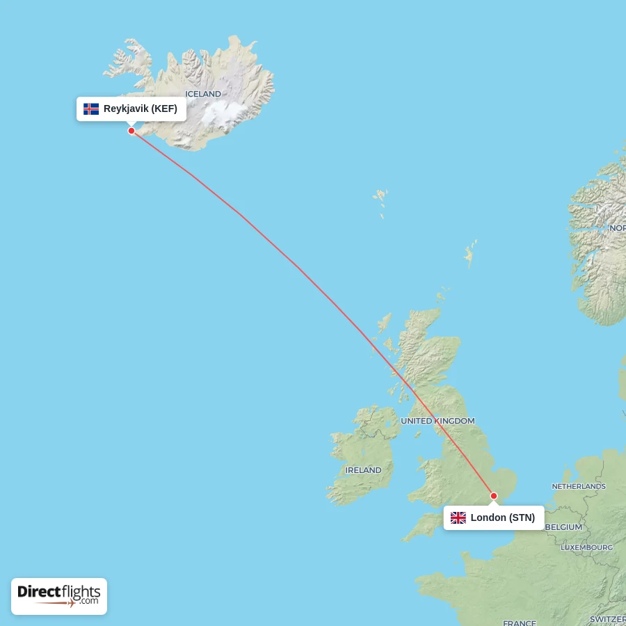 STN - KEF route map