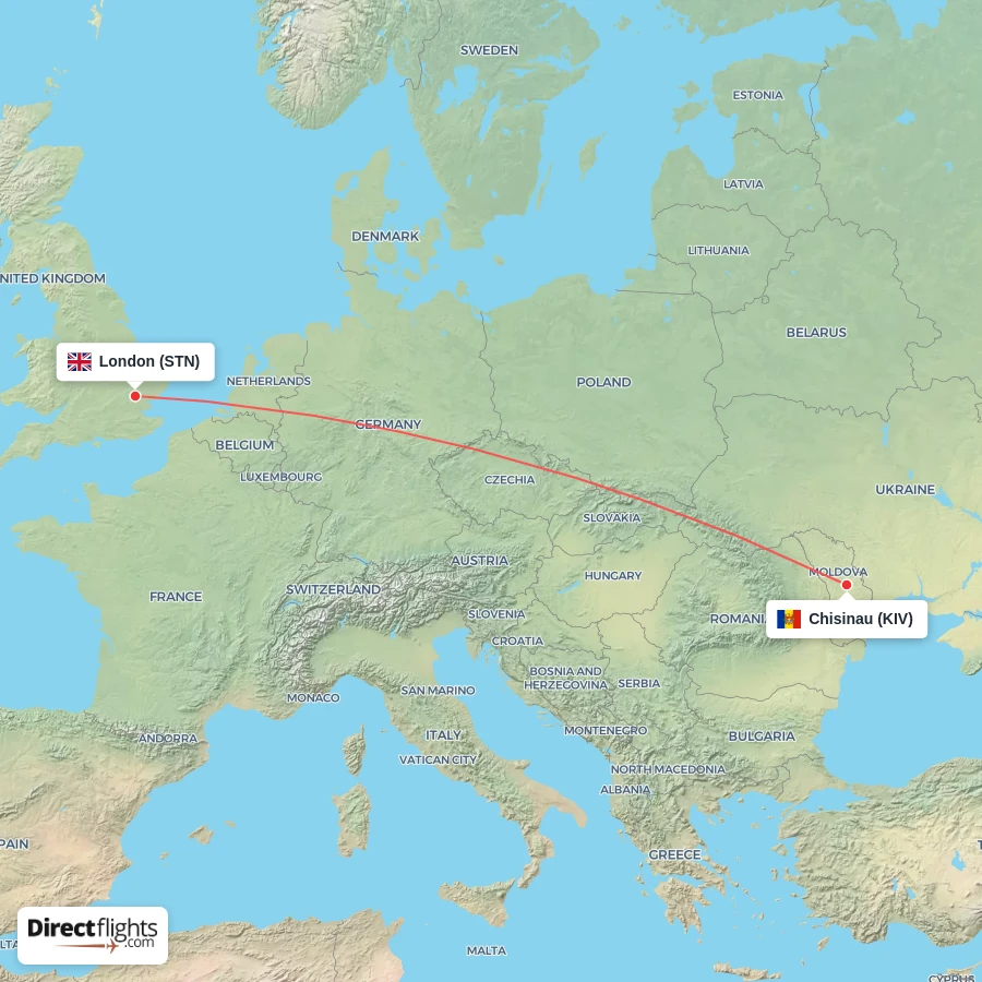 STN - KIV route map