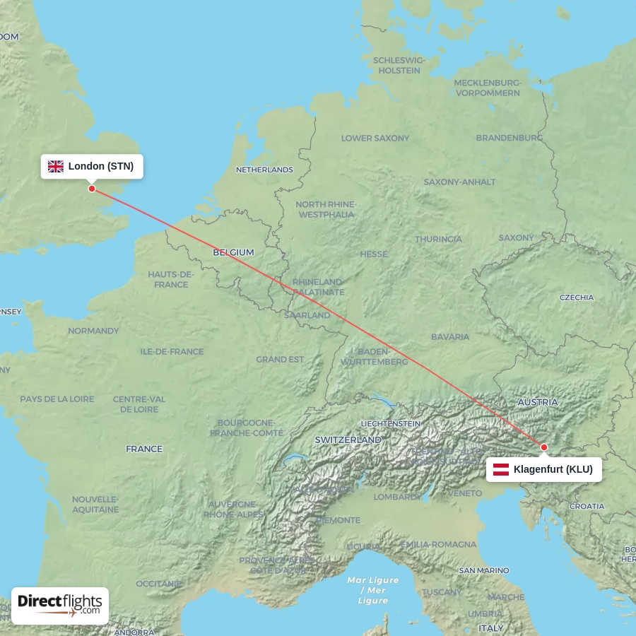 STN - KLU route map