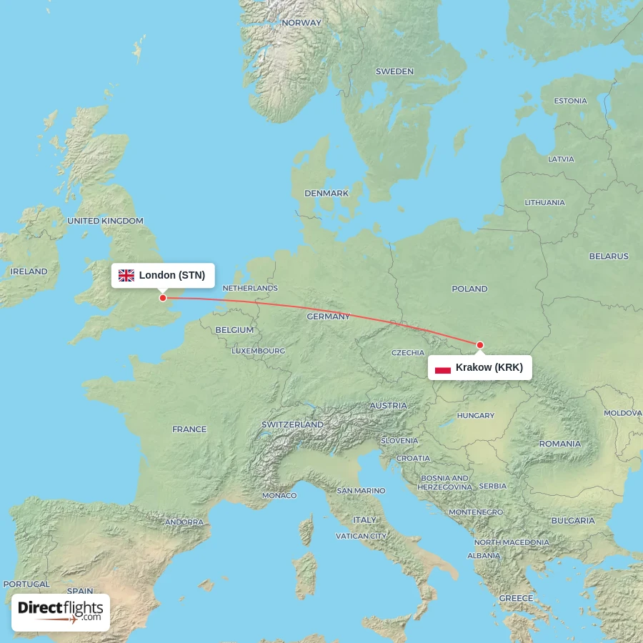 STN - KRK route map