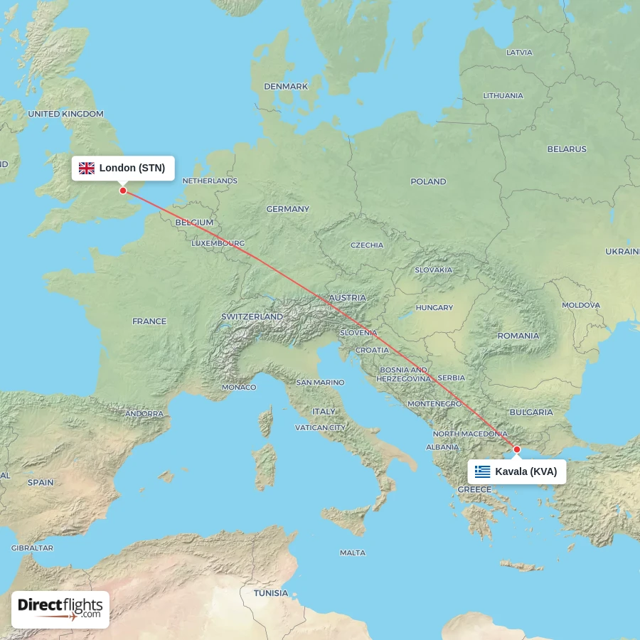STN - KVA route map
