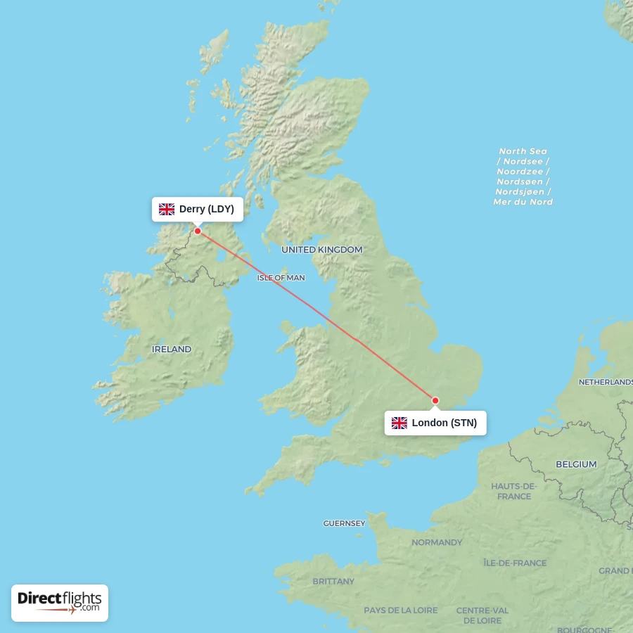 STN - LDY route map