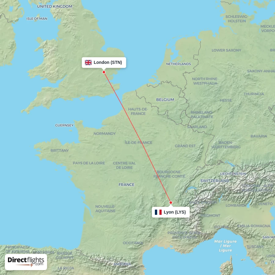 STN - LYS route map
