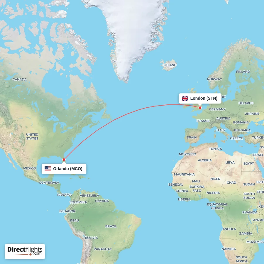 STN - MCO route map
