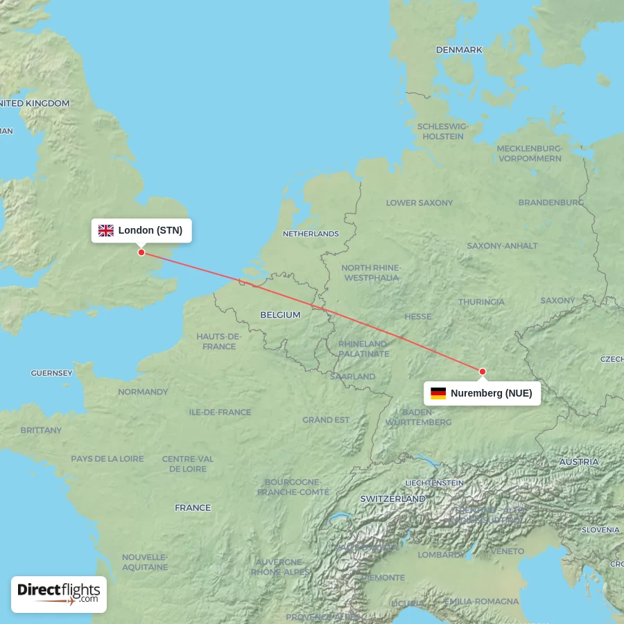 STN - NUE route map