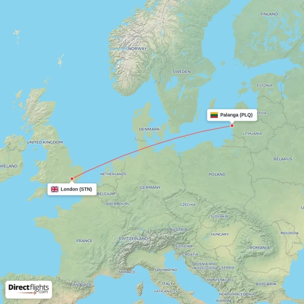London - Palanga direct flight map