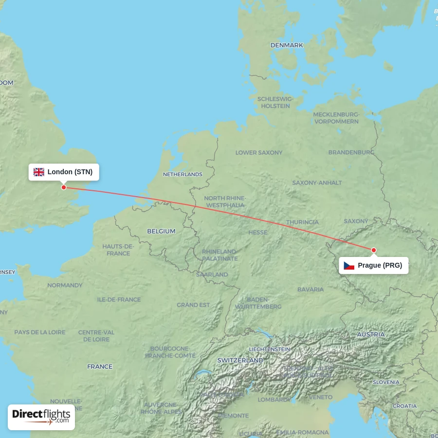 STN - PRG route map