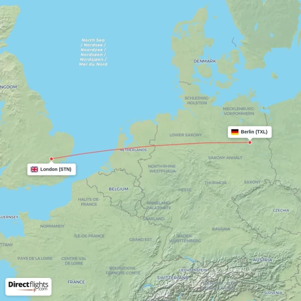 London - Berlin direct flight map
