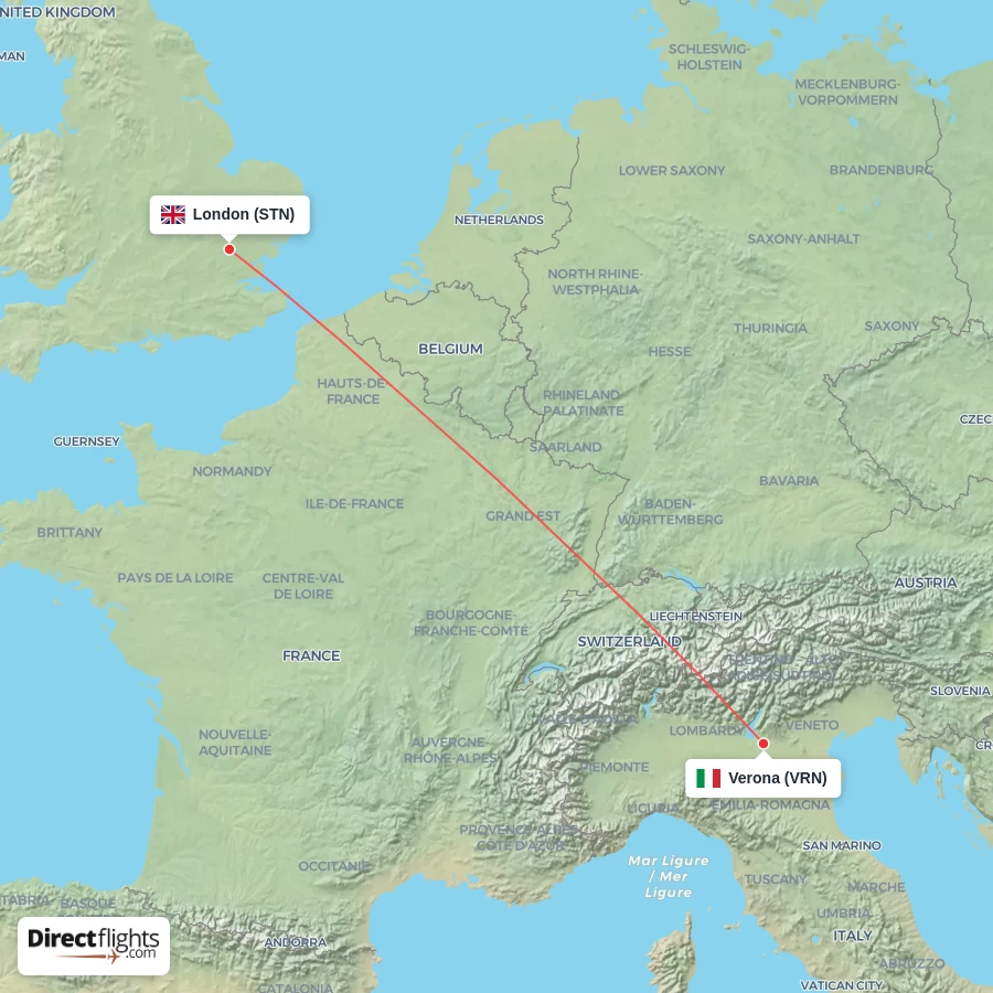 STN - VRN route map