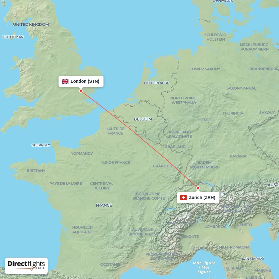 STN - ZRH route map