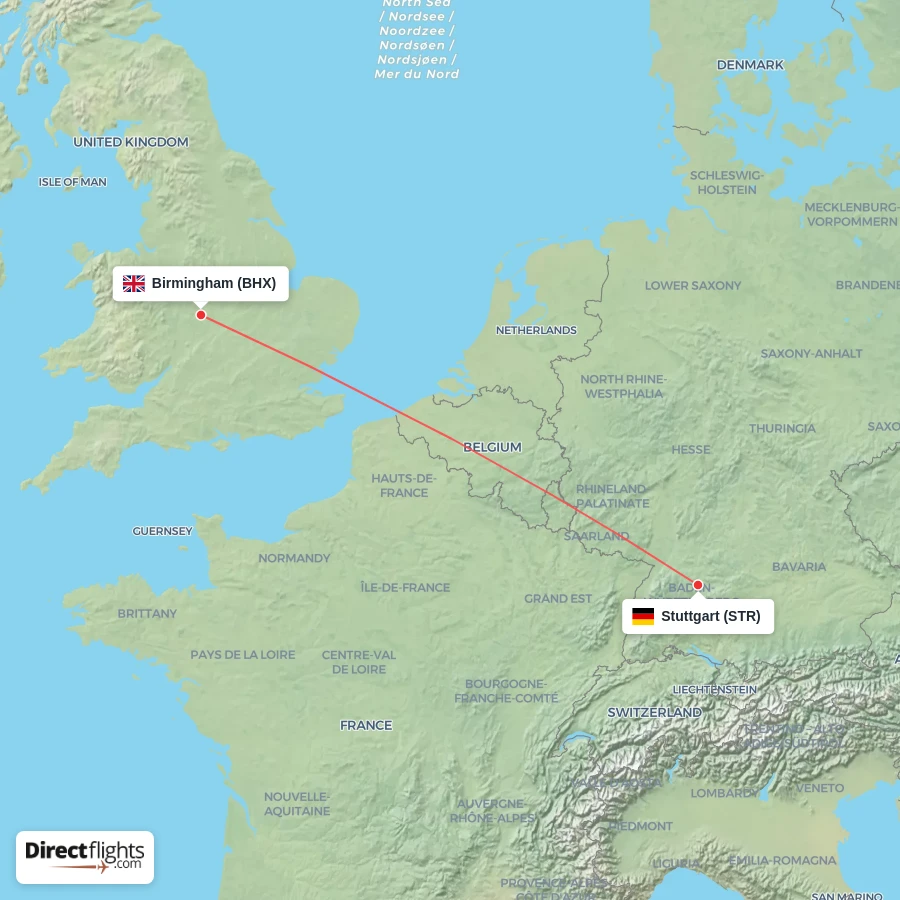 STR - BHX route map