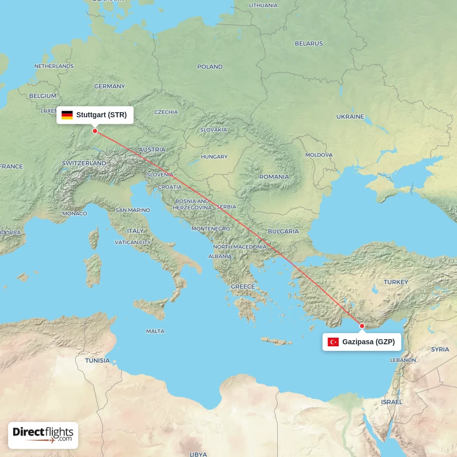 STR - GZP route map