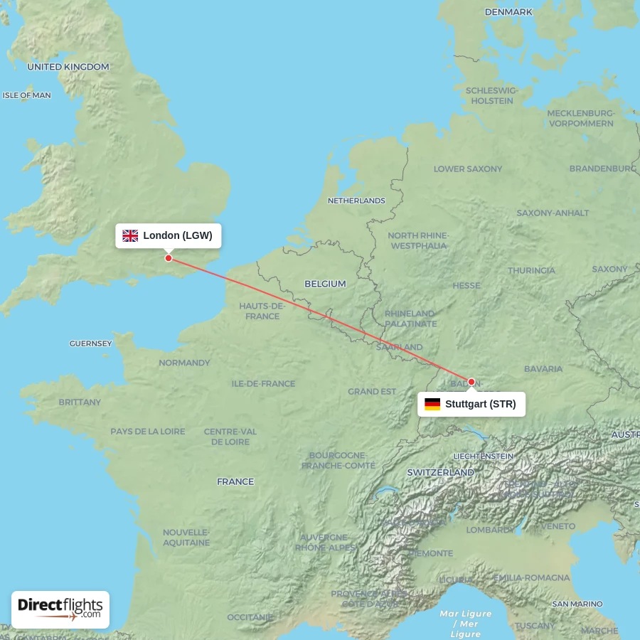 STR - LGW route map