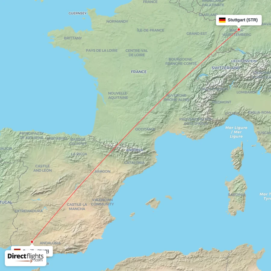 STR - SVQ route map