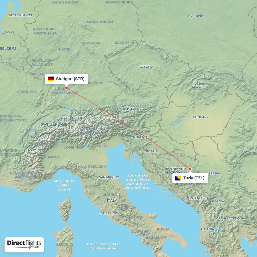 STR - TZL route map