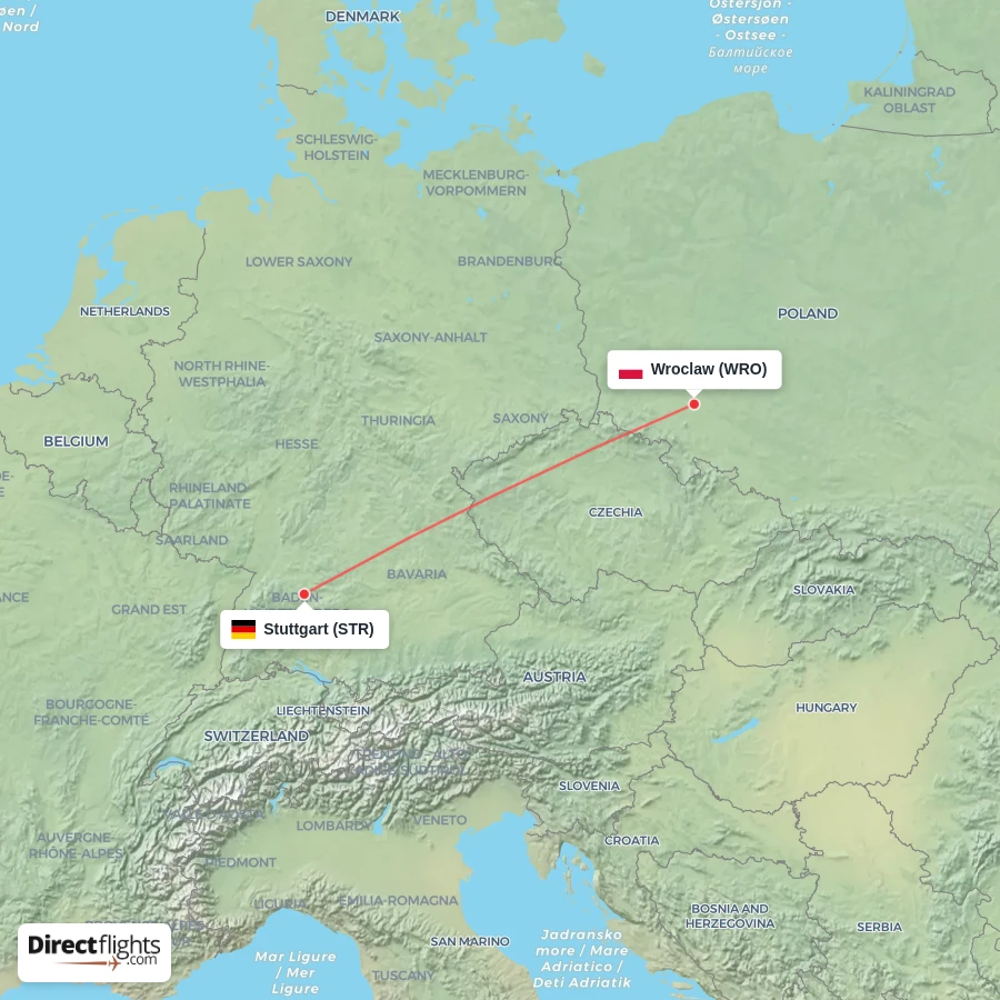 STR - WRO route map