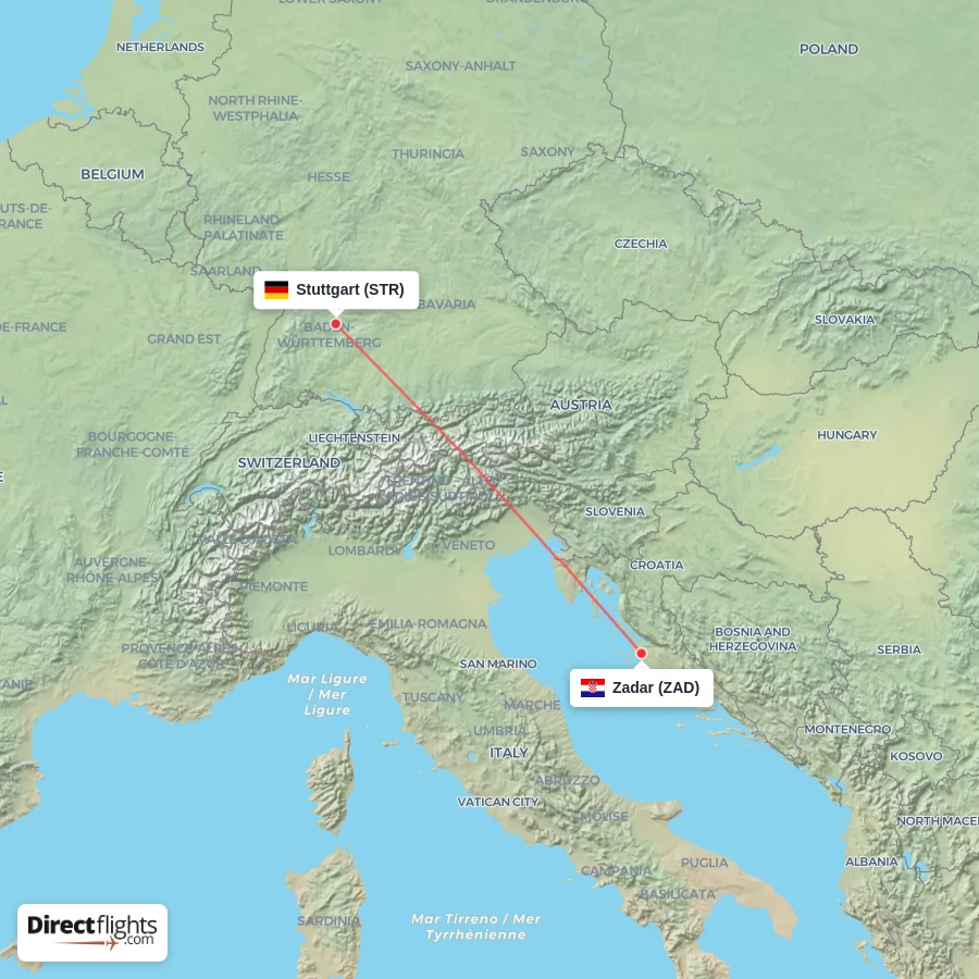 STR - ZAD route map