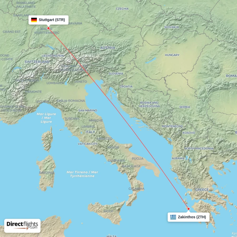 STR - ZTH route map