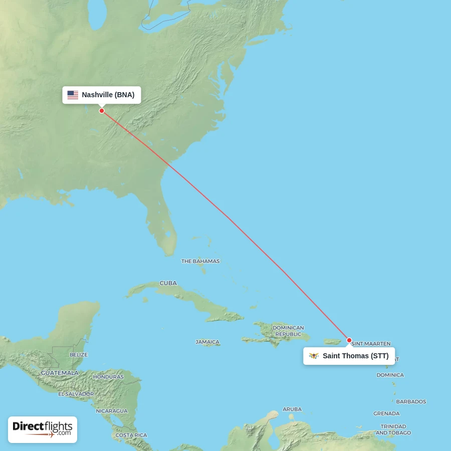 STT - BNA route map
