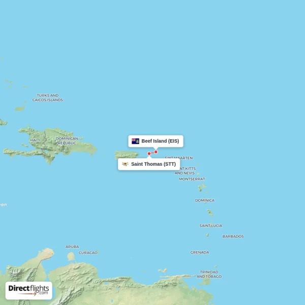 Saint Thomas - Beef Island direct flight map