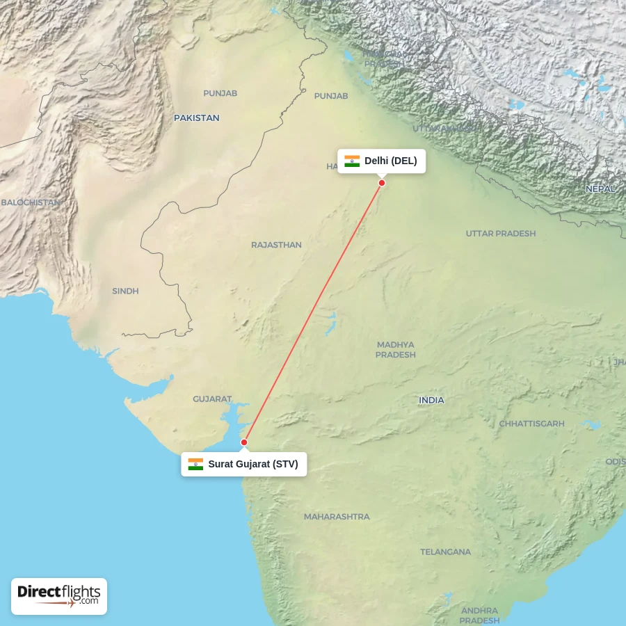 STV - DEL route map