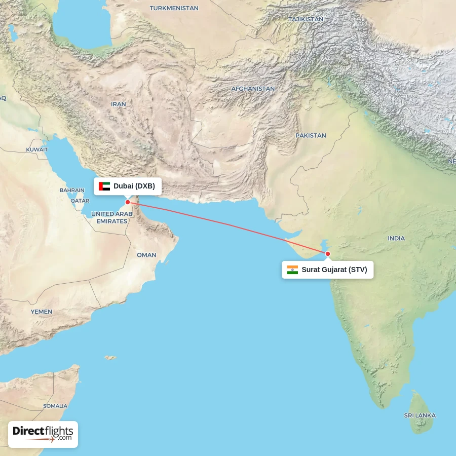 STV - DXB route map