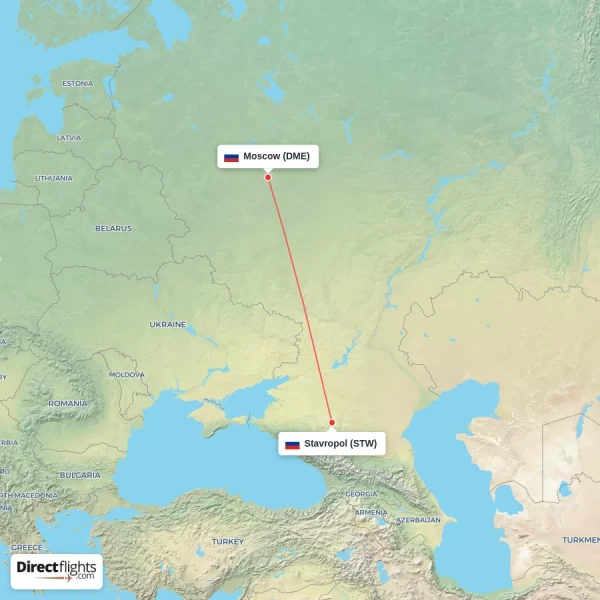 Stavropol - Moscow direct flight map