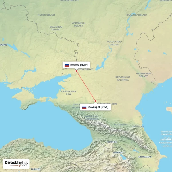 Stavropol - Rostov direct flight map