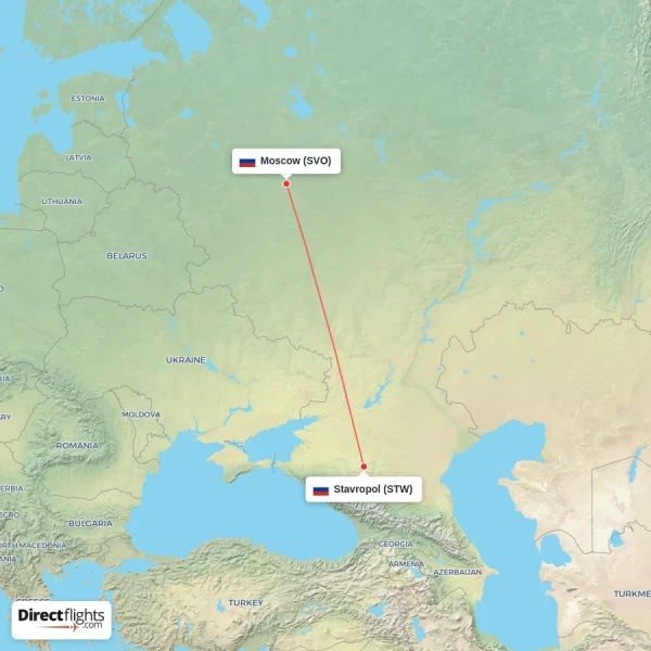 Stavropol - Moscow direct flight map