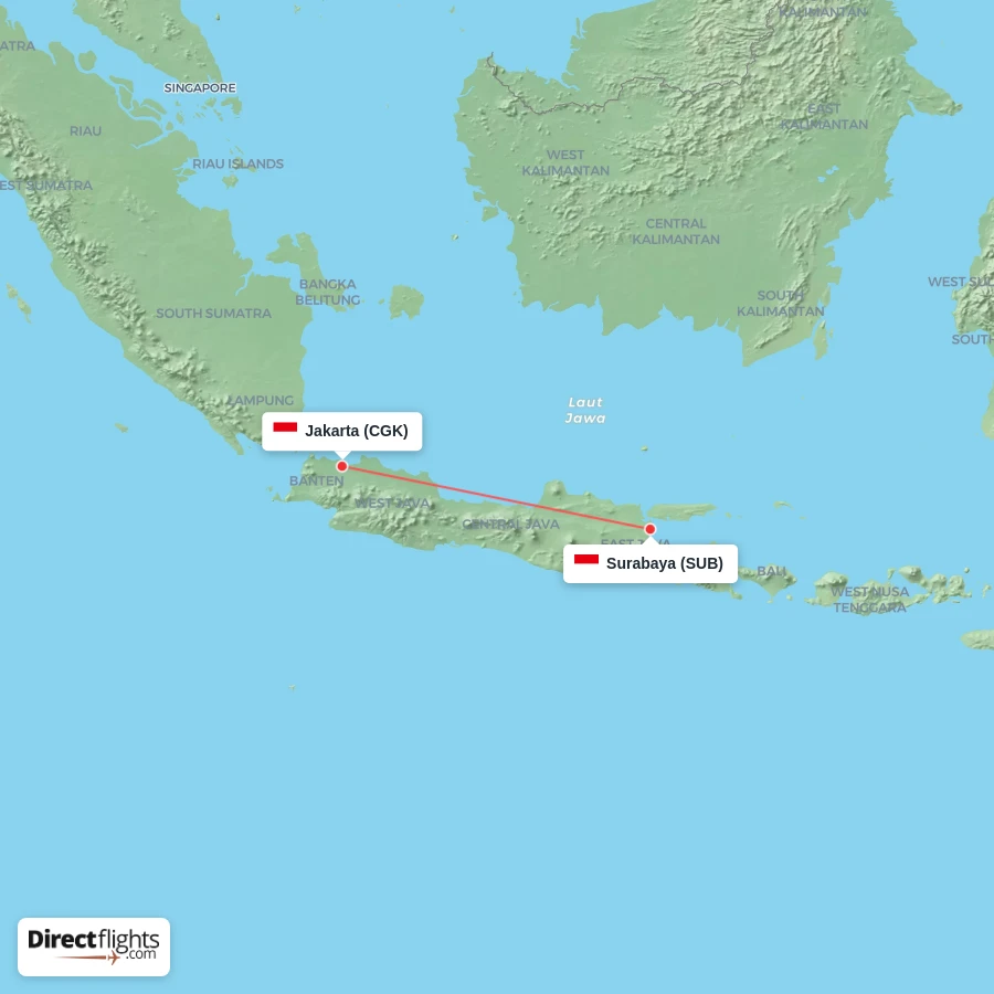 SUB - CGK route map