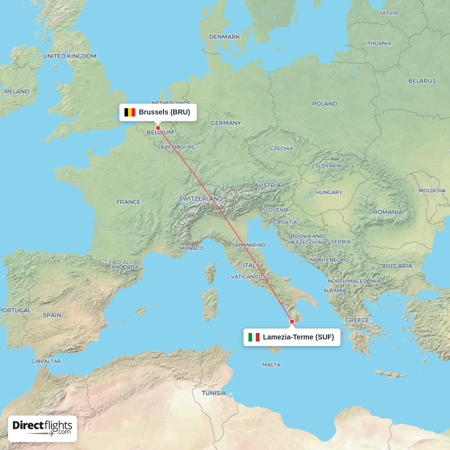 SUF - BRU route map