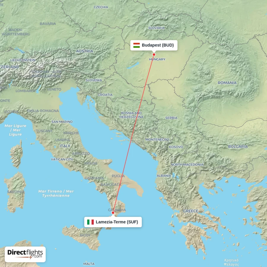 SUF - BUD route map