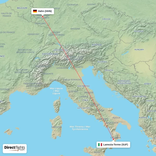 Lamezia-Terme - Hahn direct flight map
