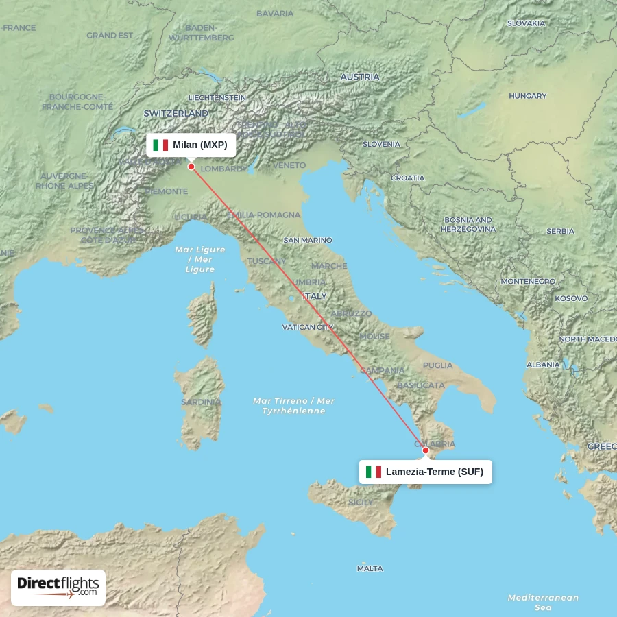 SUF - MXP route map
