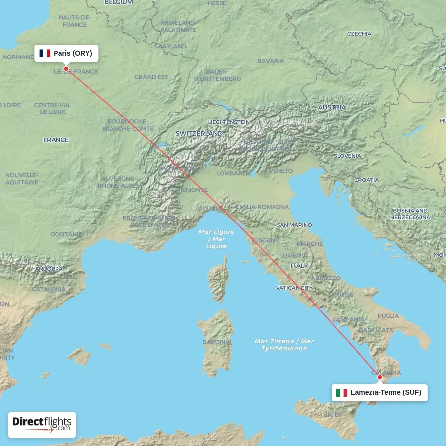 SUF - ORY route map