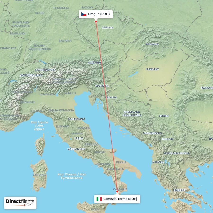 SUF - PRG route map