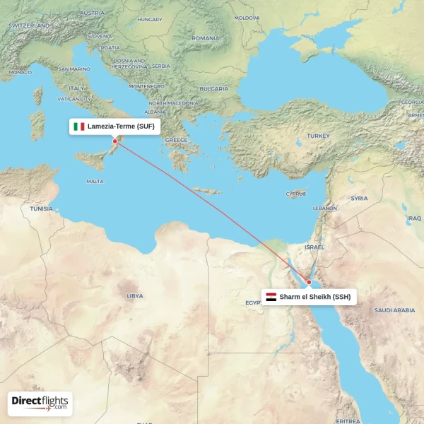 Lamezia-Terme - Sharm el Sheikh direct flight map