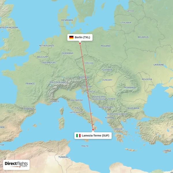 Lamezia-Terme - Berlin direct flight map