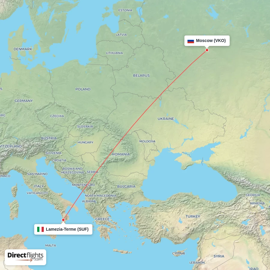 SUF - VKO route map