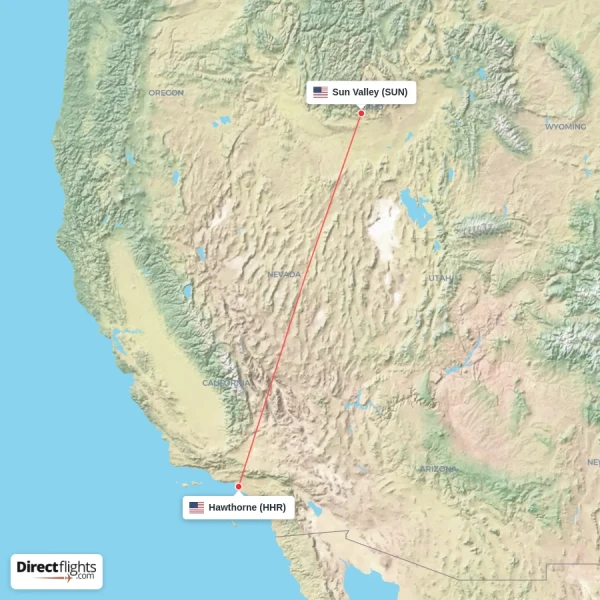Sun Valley - Hawthorne direct flight map