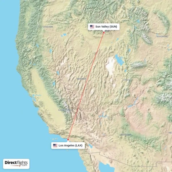 Sun Valley - Los Angeles direct flight map