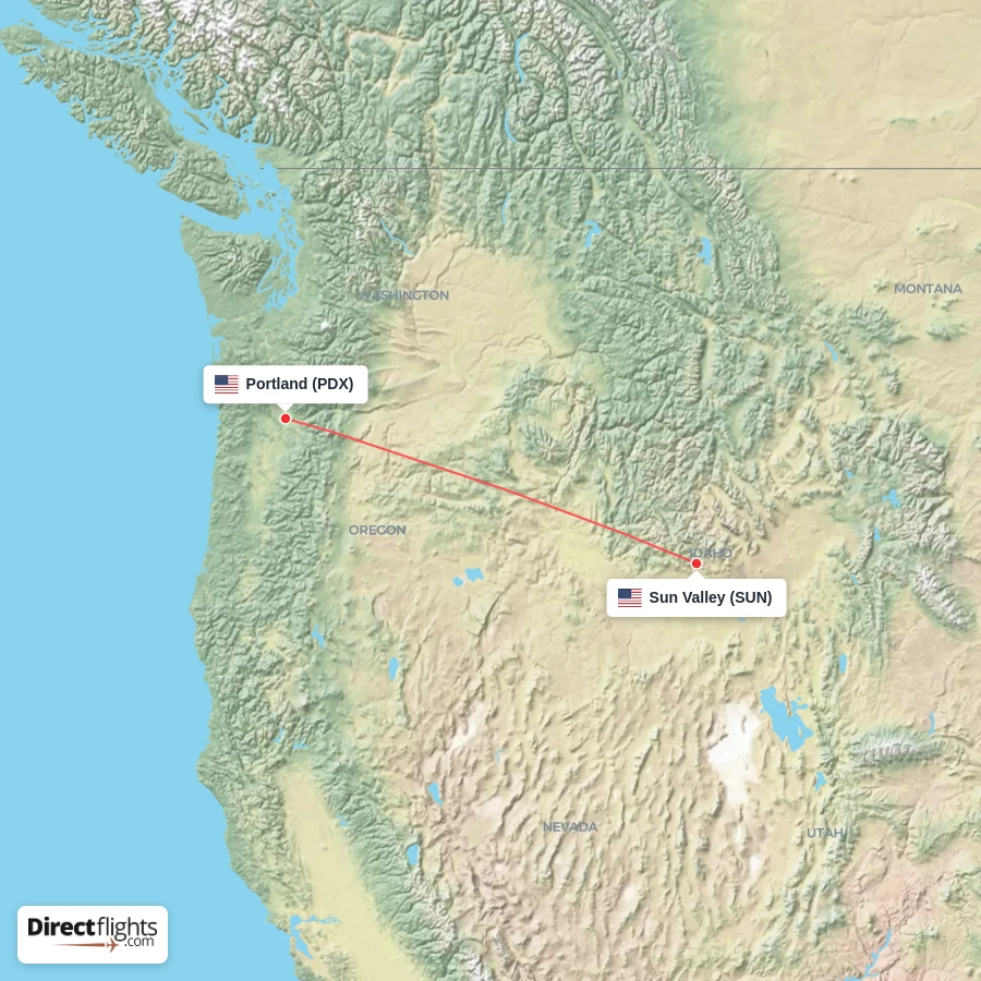 SUN - PDX route map