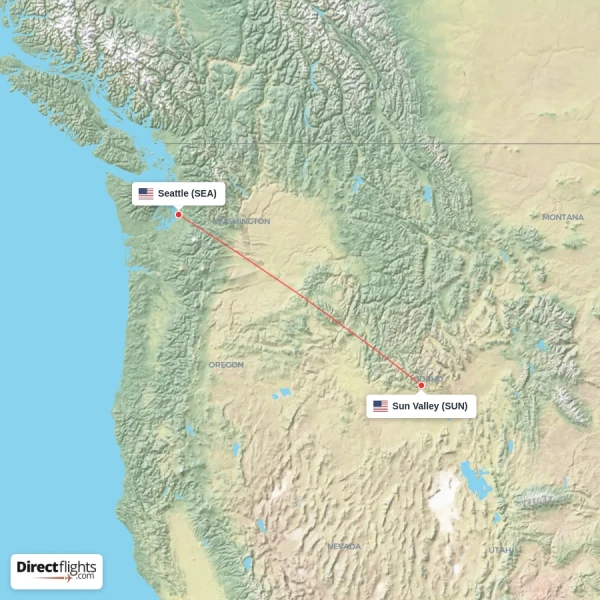 Sun Valley - Seattle direct flight map