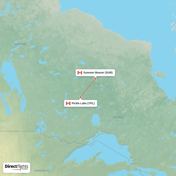 Summer Beaver - Pickle Lake direct flight map