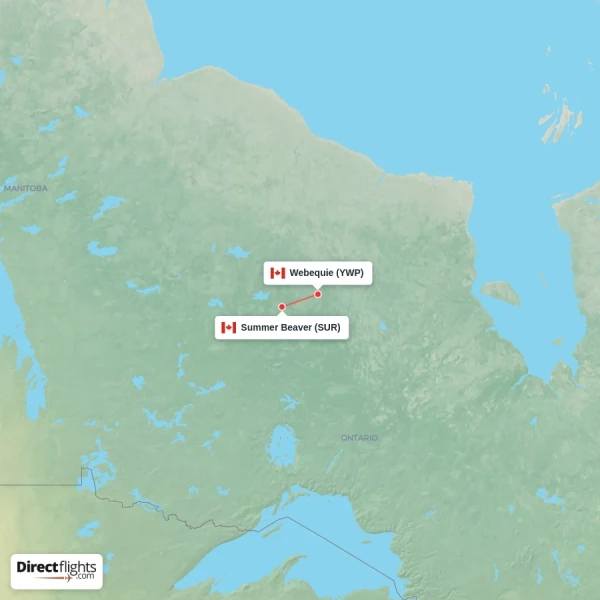 Summer Beaver - Webequie direct flight map