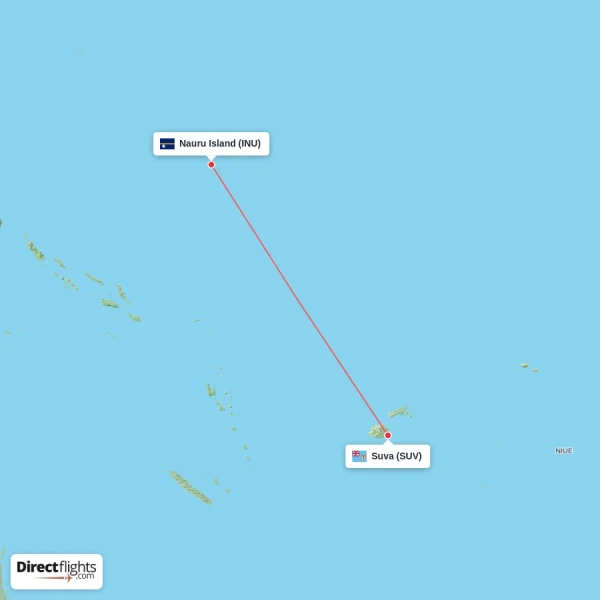 Suva - Nauru Island direct flight map