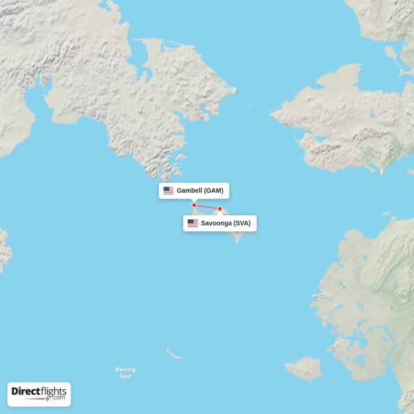 Savoonga - Gambell direct flight map